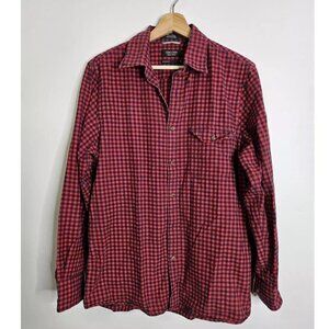 Nordstrom Shirt Mens Medium Tech Regular Fit Button Down Up Red Plaid Workwear